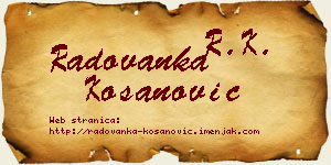 Radovanka Kosanović vizit kartica